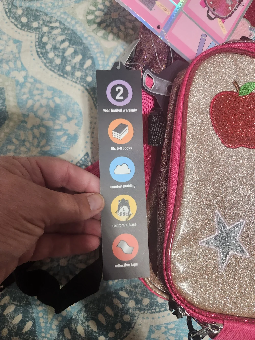Pink Glitter Kids Backpack and Accessories Set